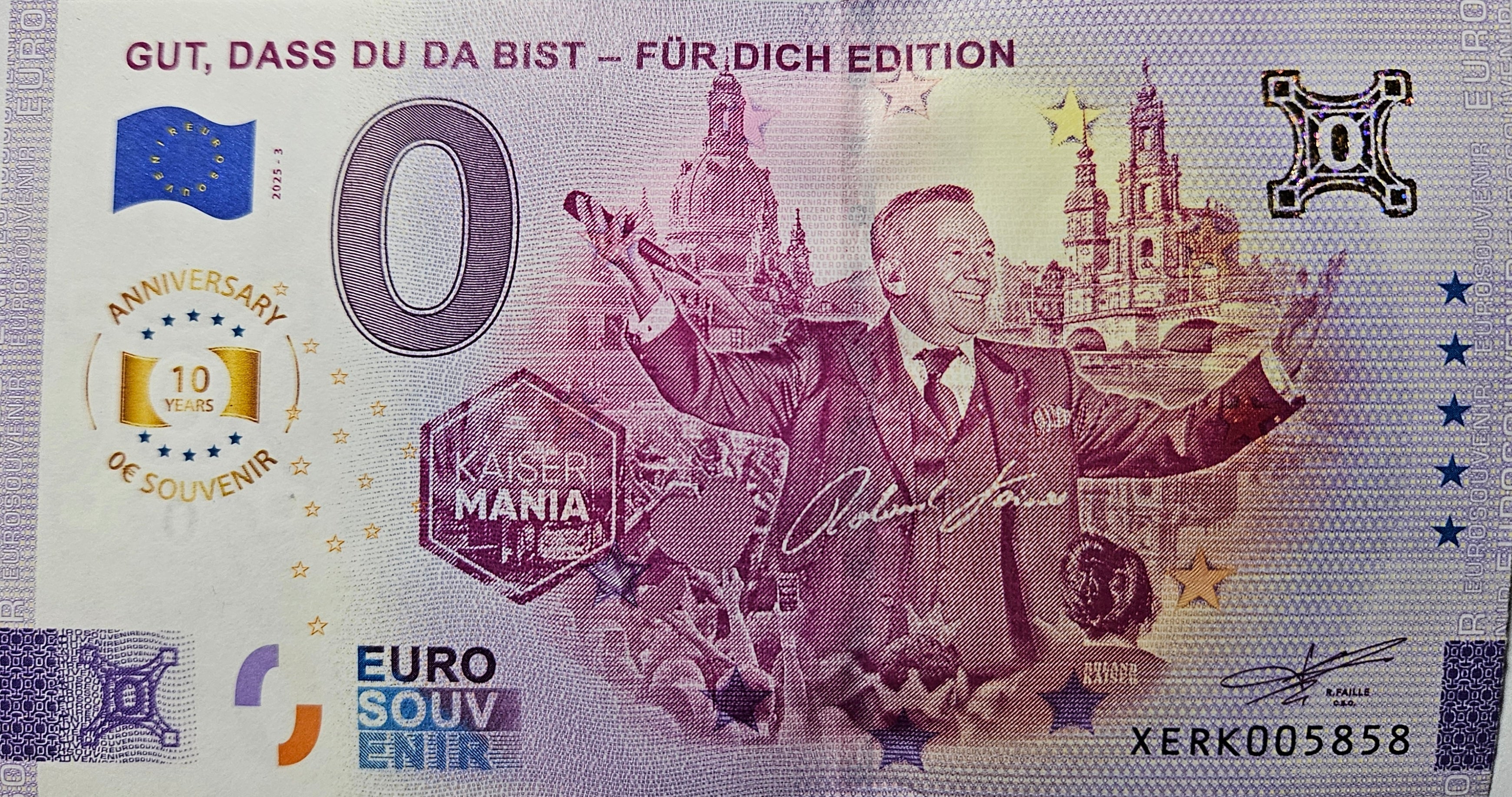 0 Euro Schein Gut, dass du da bist Roland Kaiser XERK 2025-3 Anniversary