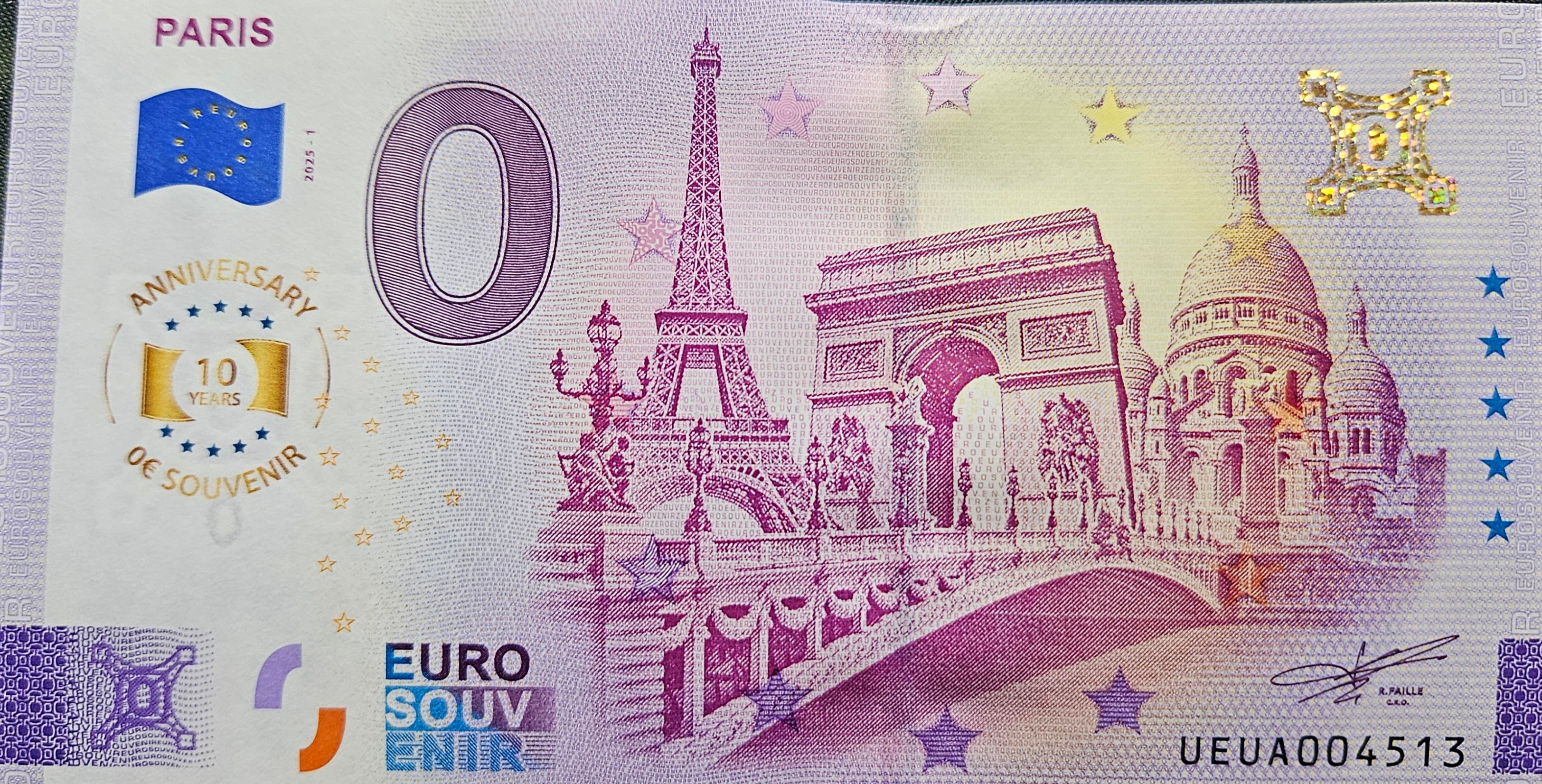 0 Euro Schein Paris UEAU 2025-1 Anniversary