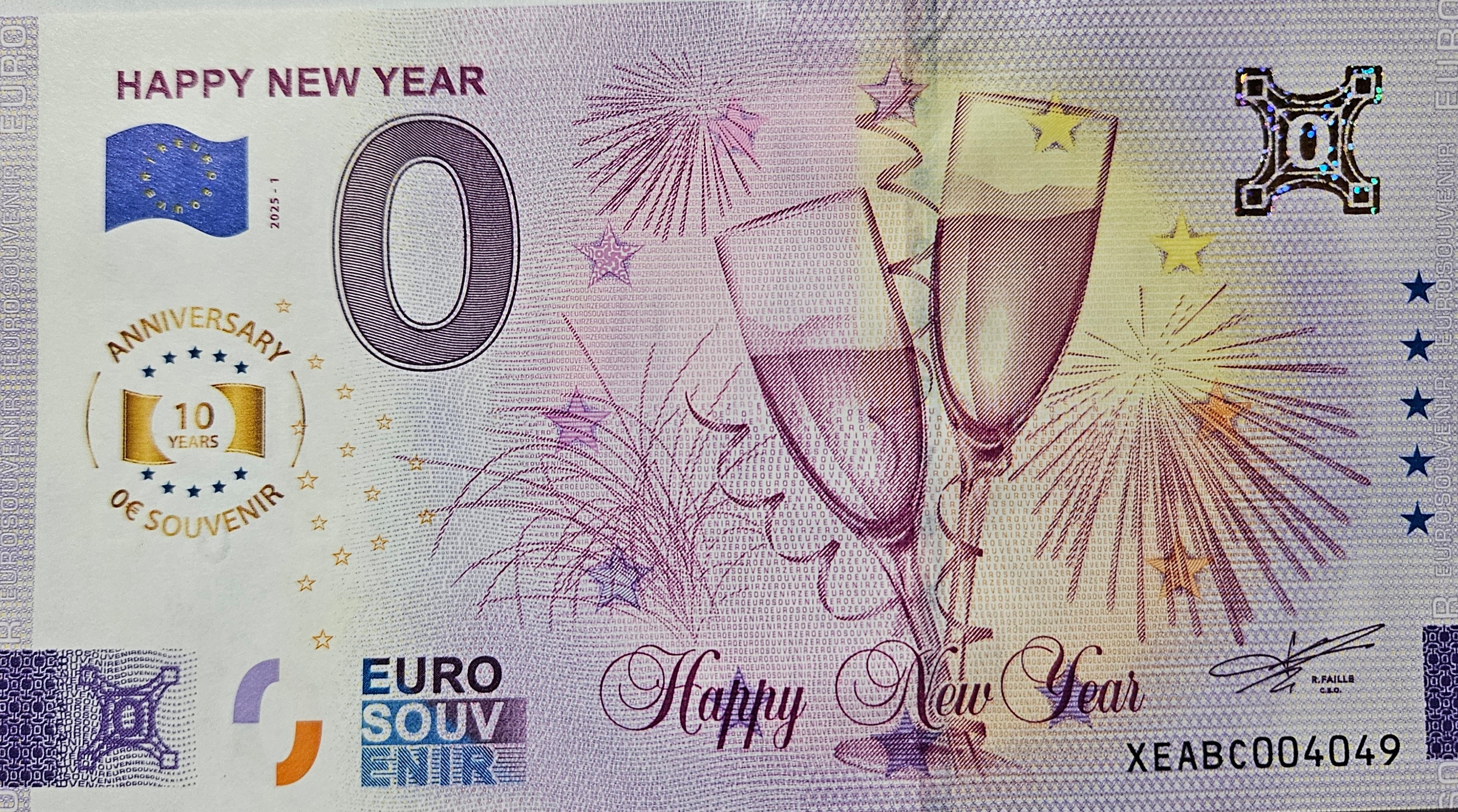 0 Euro Schein Happy New Year XEABC 2025-1 Anniversary