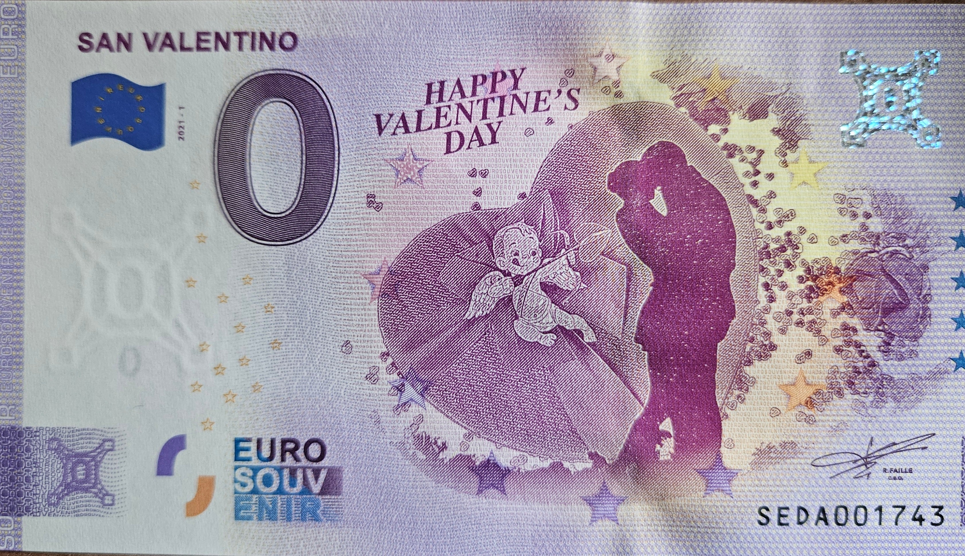 0 Euro Schein San Valentino SEDA 2021-2
