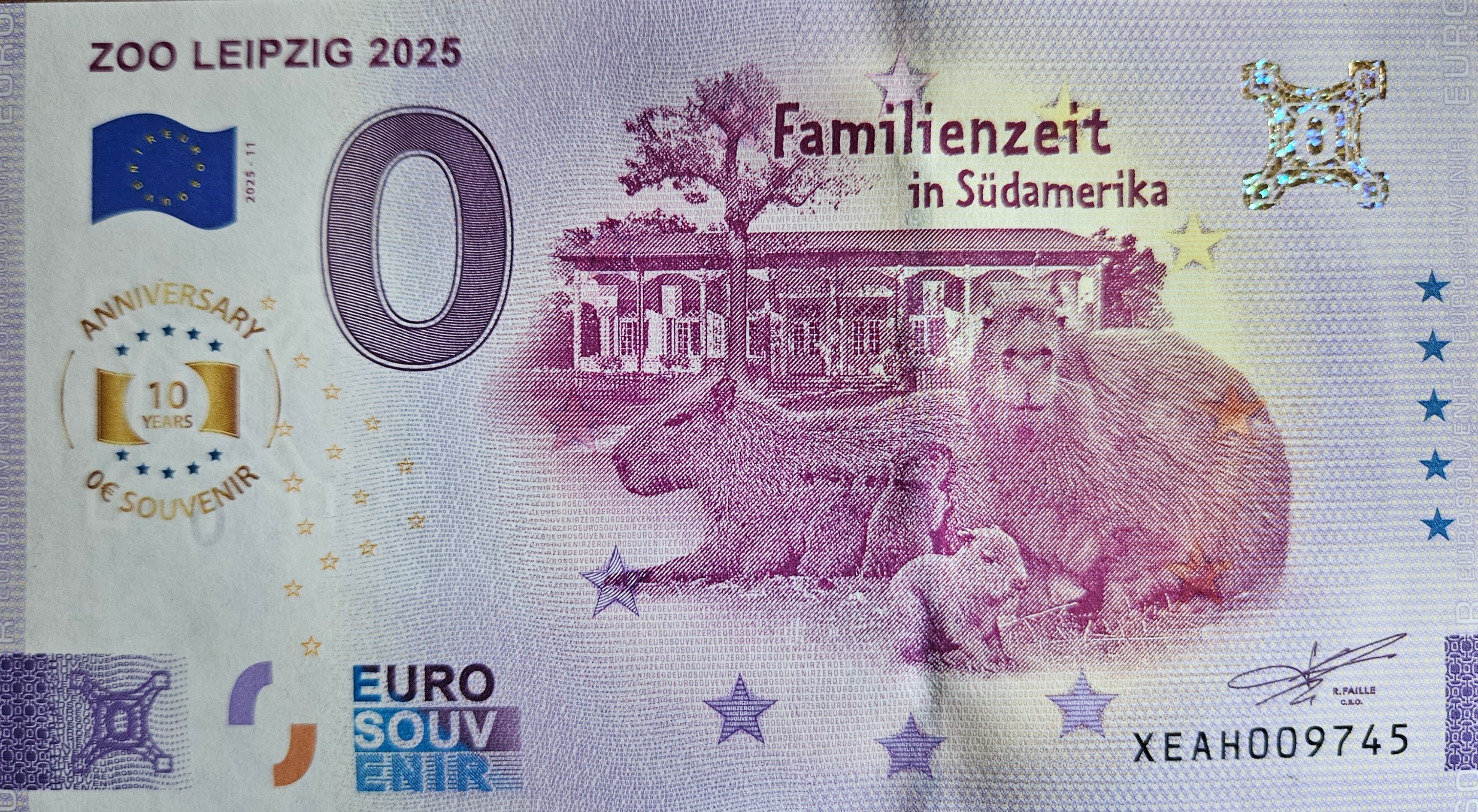 0 Euro Schein Zoo Leipzig XEAH 2025-11 Anniversary