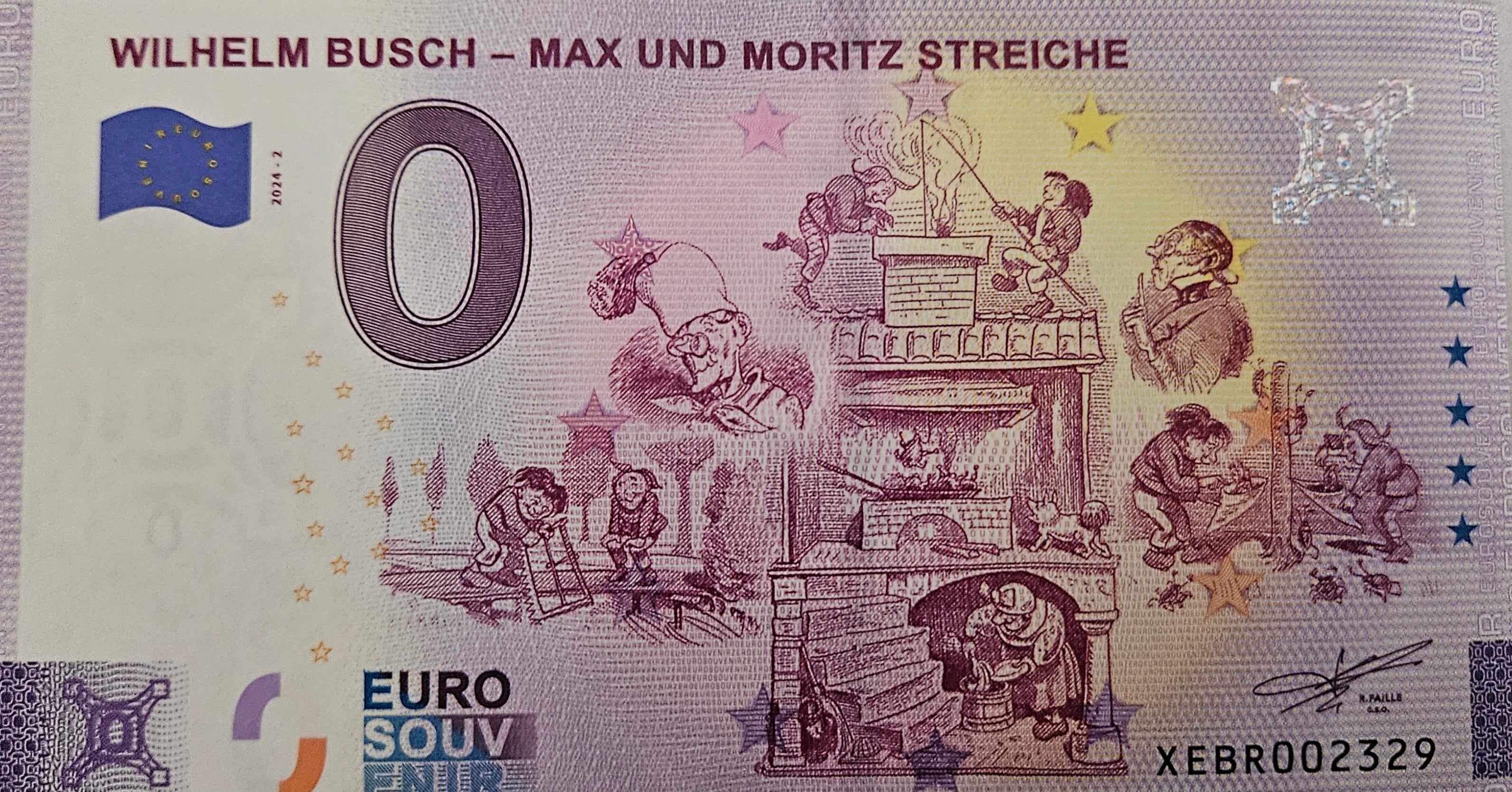 0 Euro Schein Wilhelm Busch - Max und Moritz Streiche XEBR 2024-2