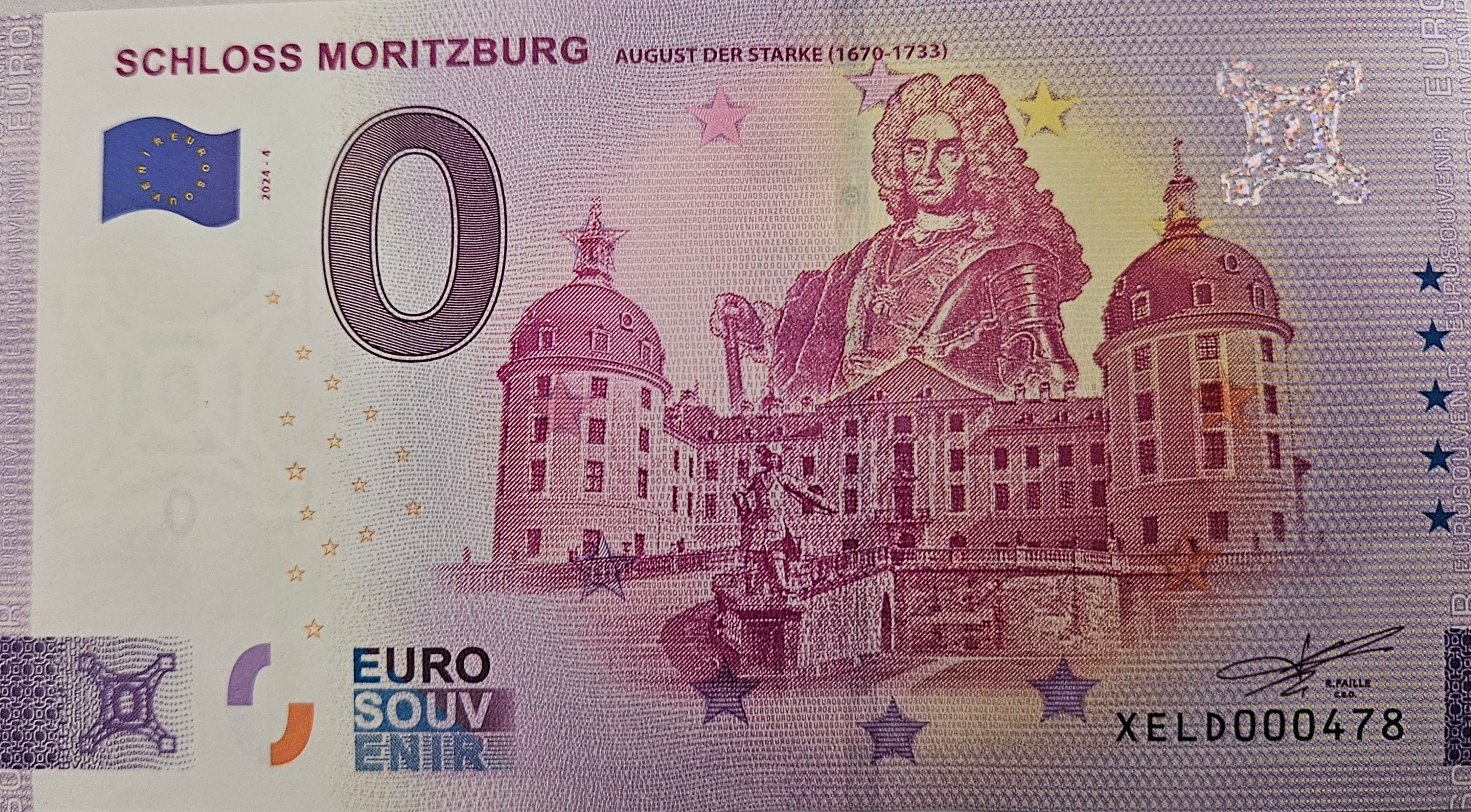 0 Euro Schein Schloss Moritzburg August der Starke XELD 2024-4