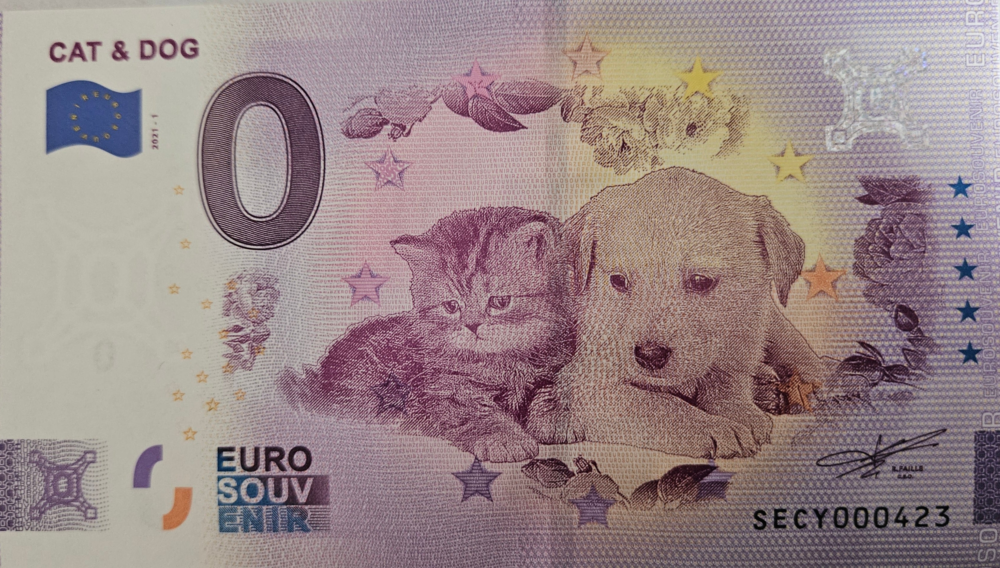 0 Euro Schein Cat & Dog SECY 2021-1