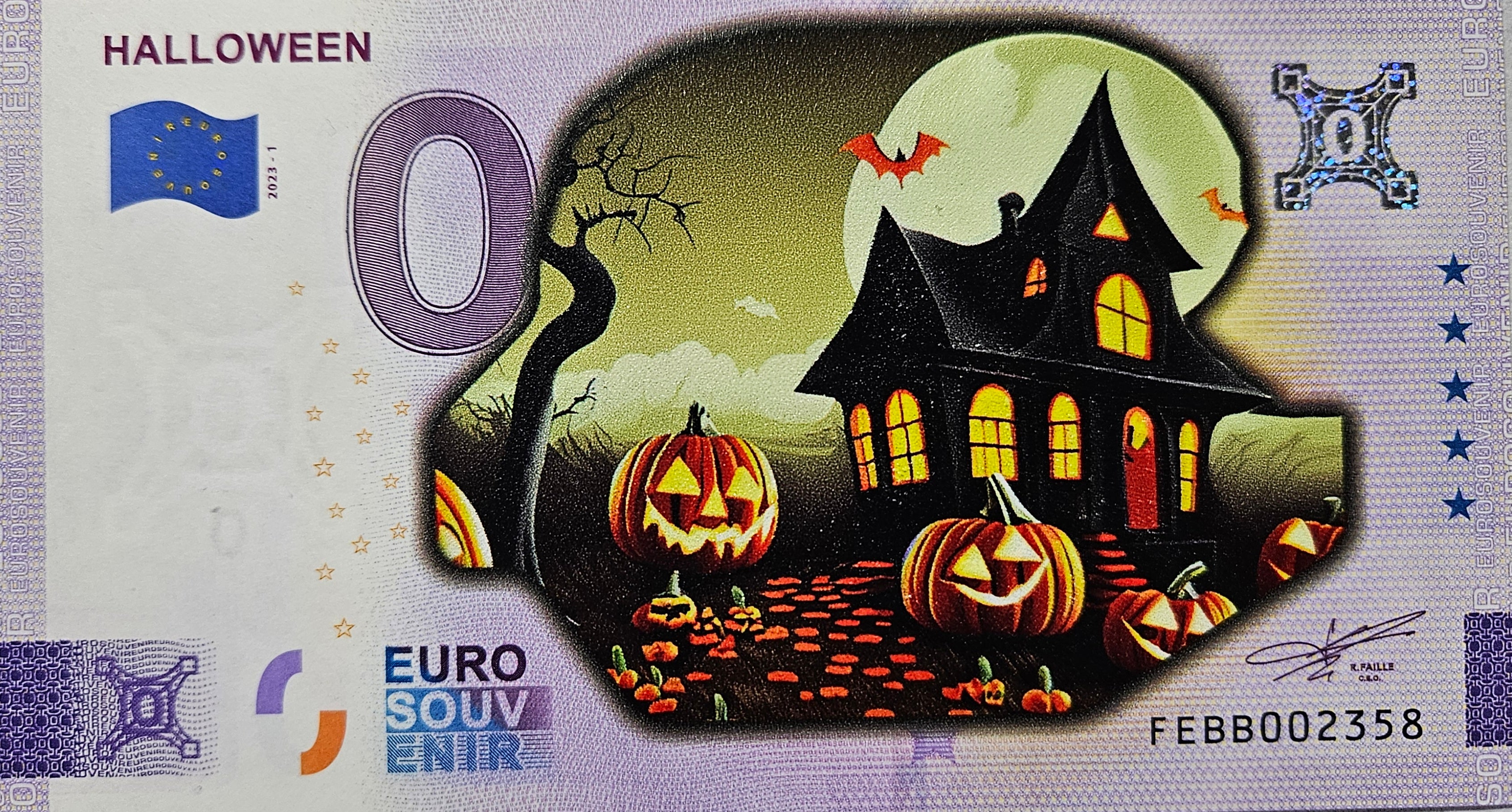 0 Euro Schein Halloween FEBB 2023-1 color colour