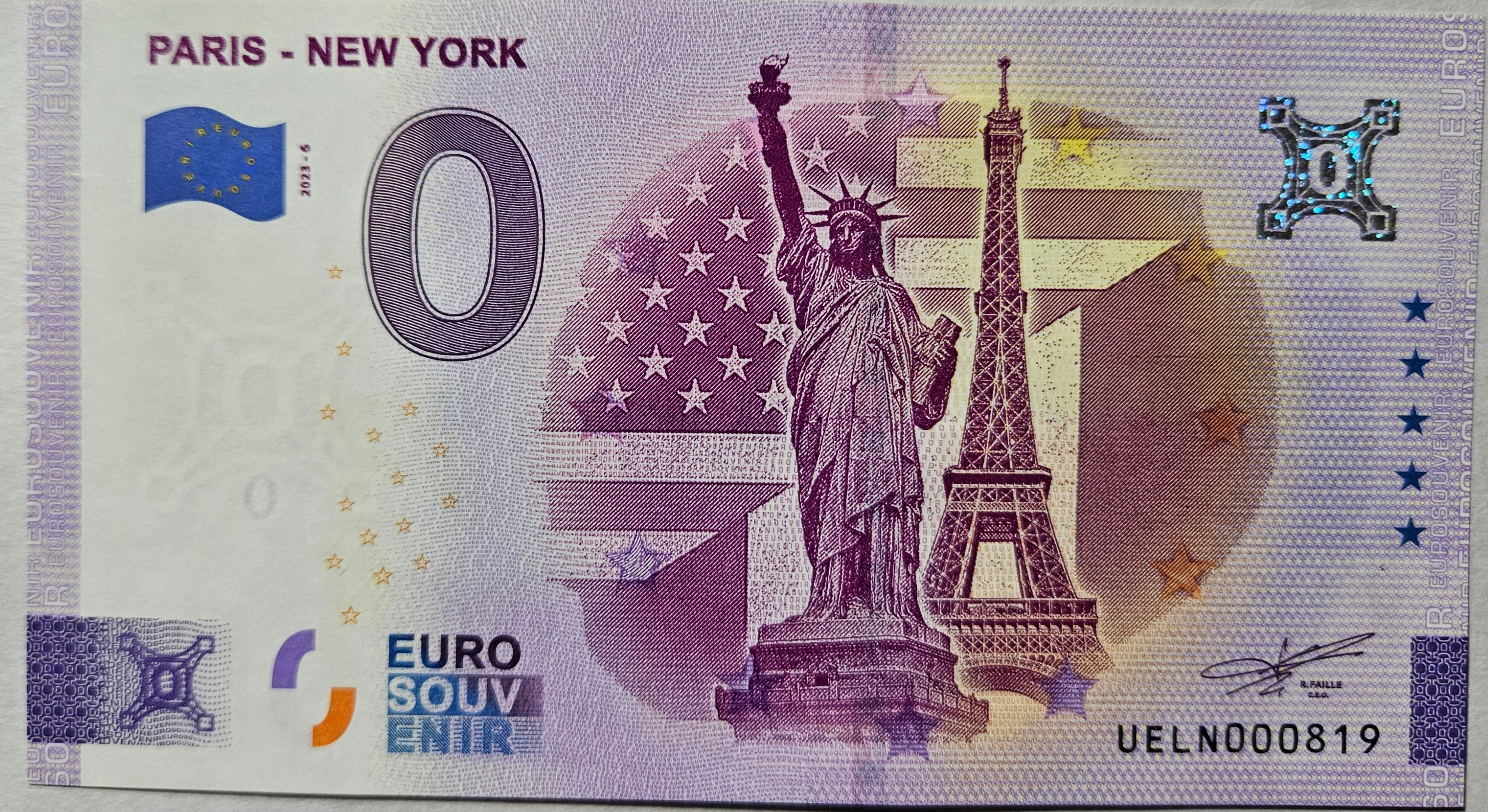 0 Euro Schein Paris - New York UELN 2023-6