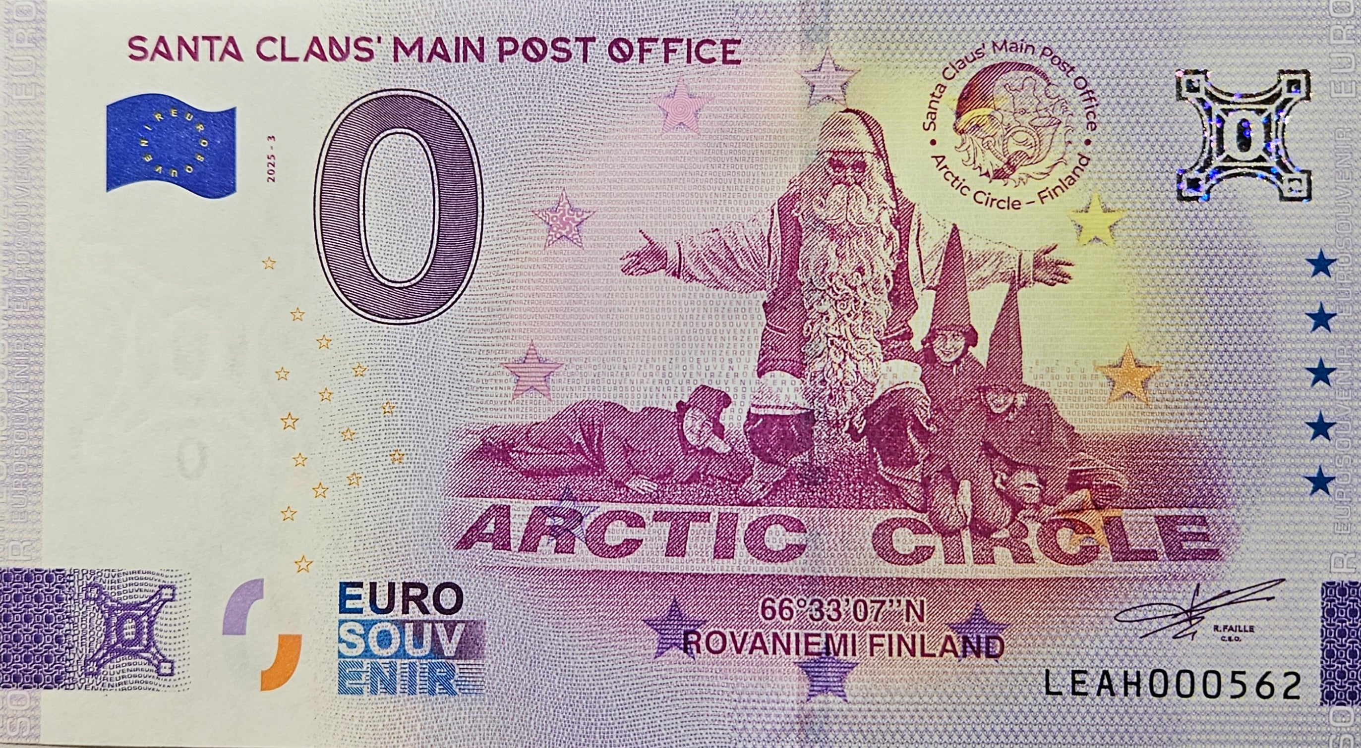 0 Euro Schein Santa Claus' Main Post Office LEAH 2025-3