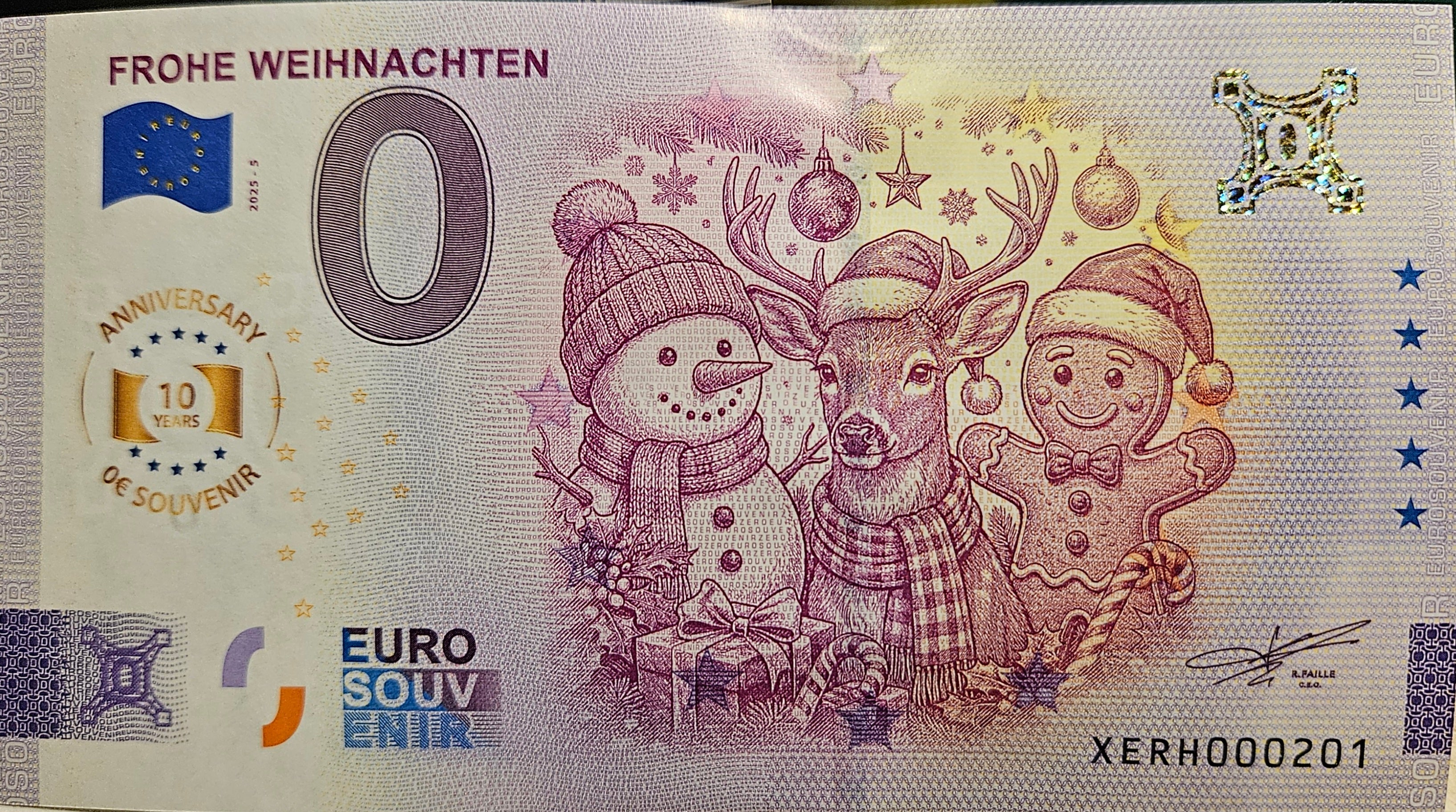 0 Euro Schein Frohe Weihnachten XERH 2025-5 Anniversary