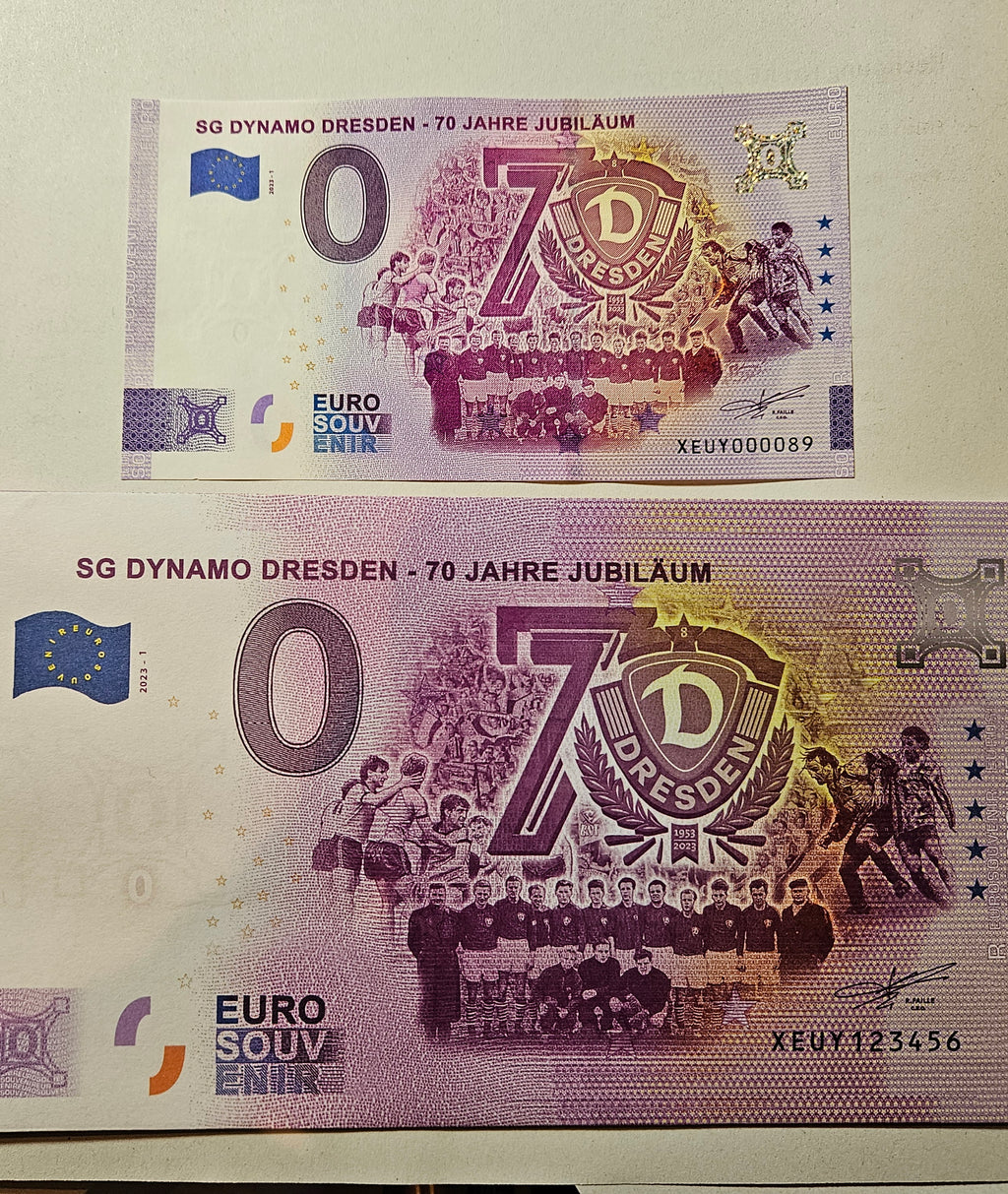 0 Euro Schein Dynamo Dresden - 70 Jahre Jubiläum XEUY 2023-1