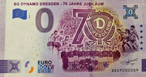 0 Euro Schein Dynamo Dresden - 70 Jahre Jubiläum XEUY 2023-1