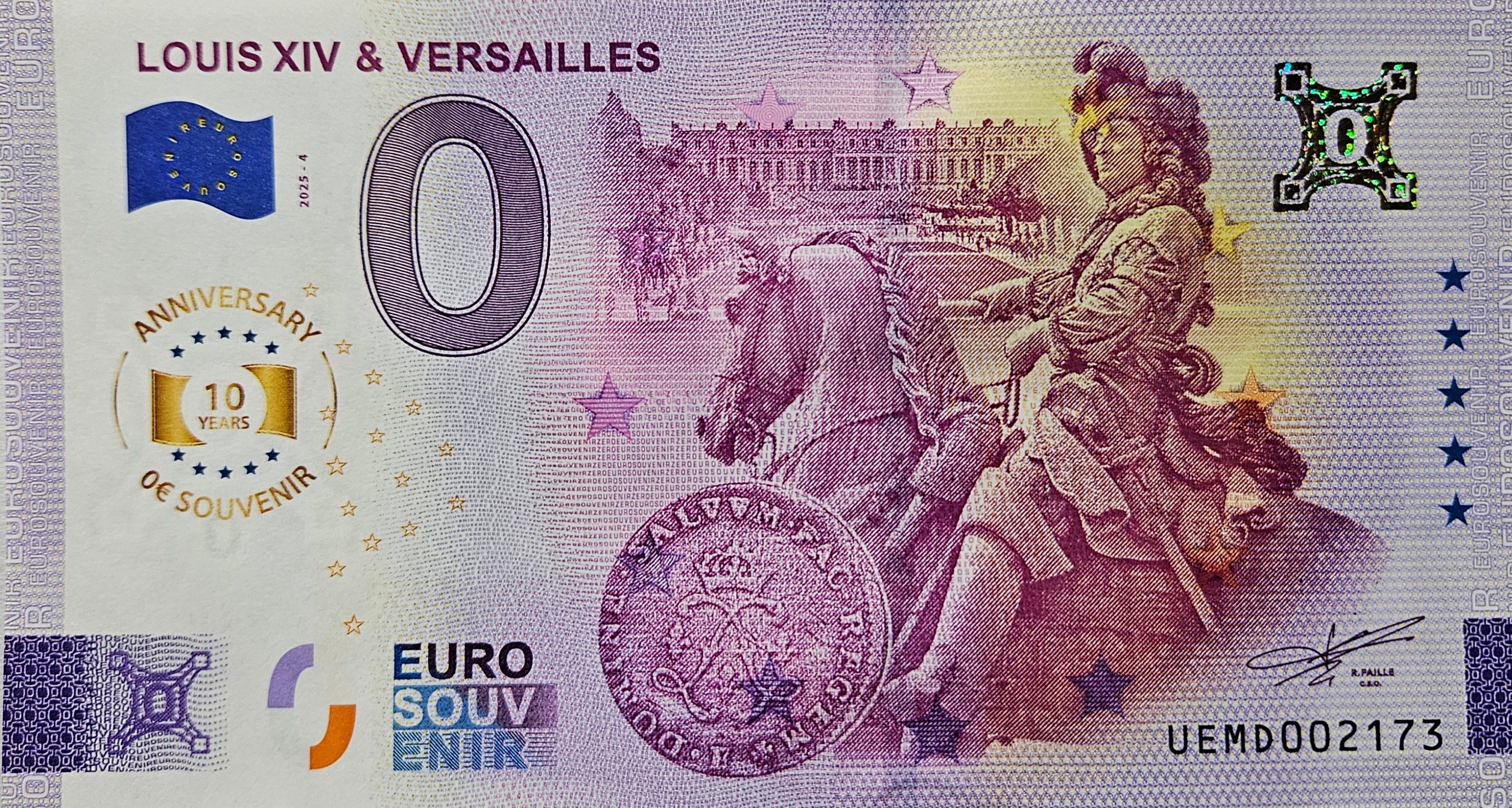 0 Euro Schein Louis XVI & Versailles UEMD 2025-4 Anniversary