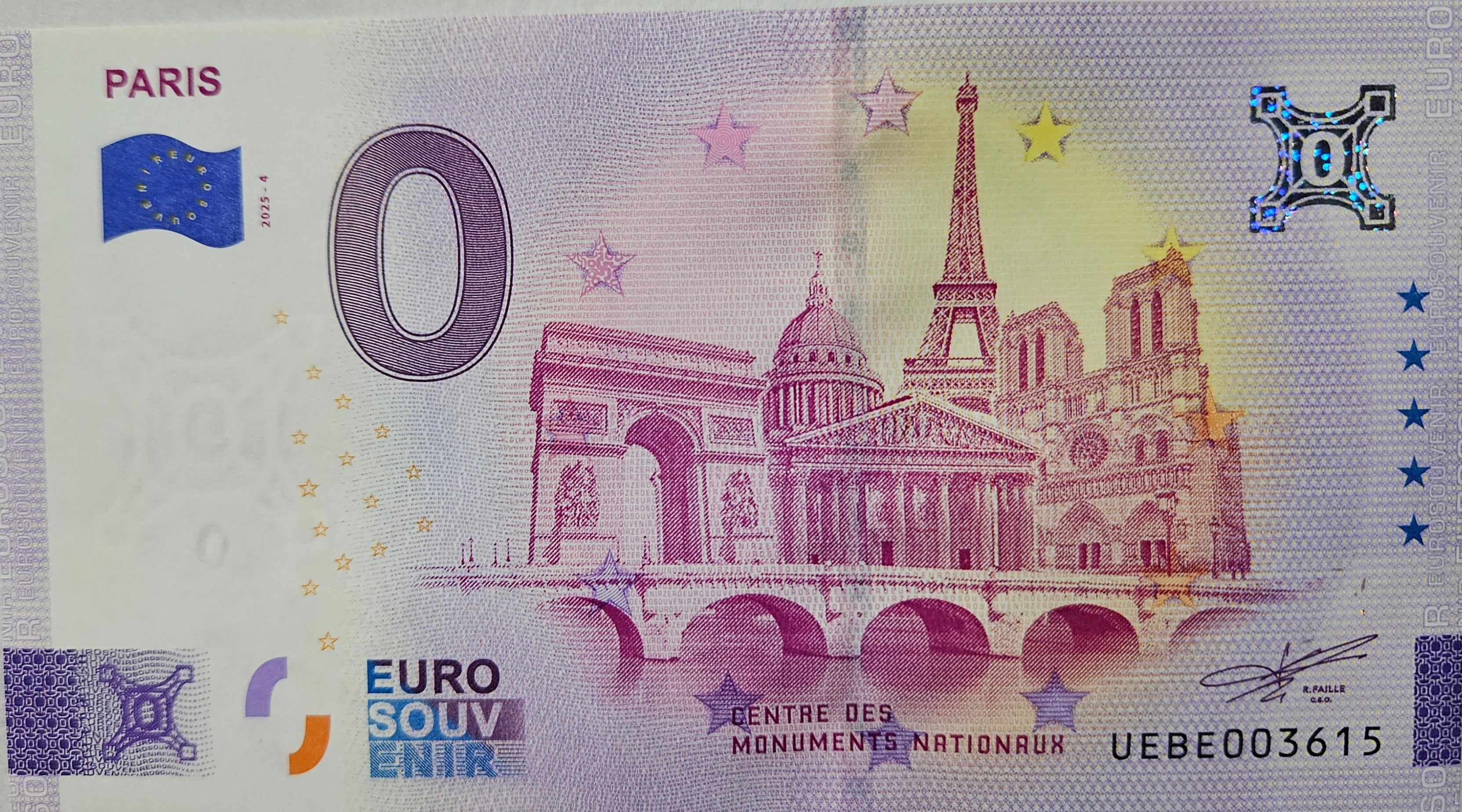 0 Euro Schein Paris UEBE 2025-4