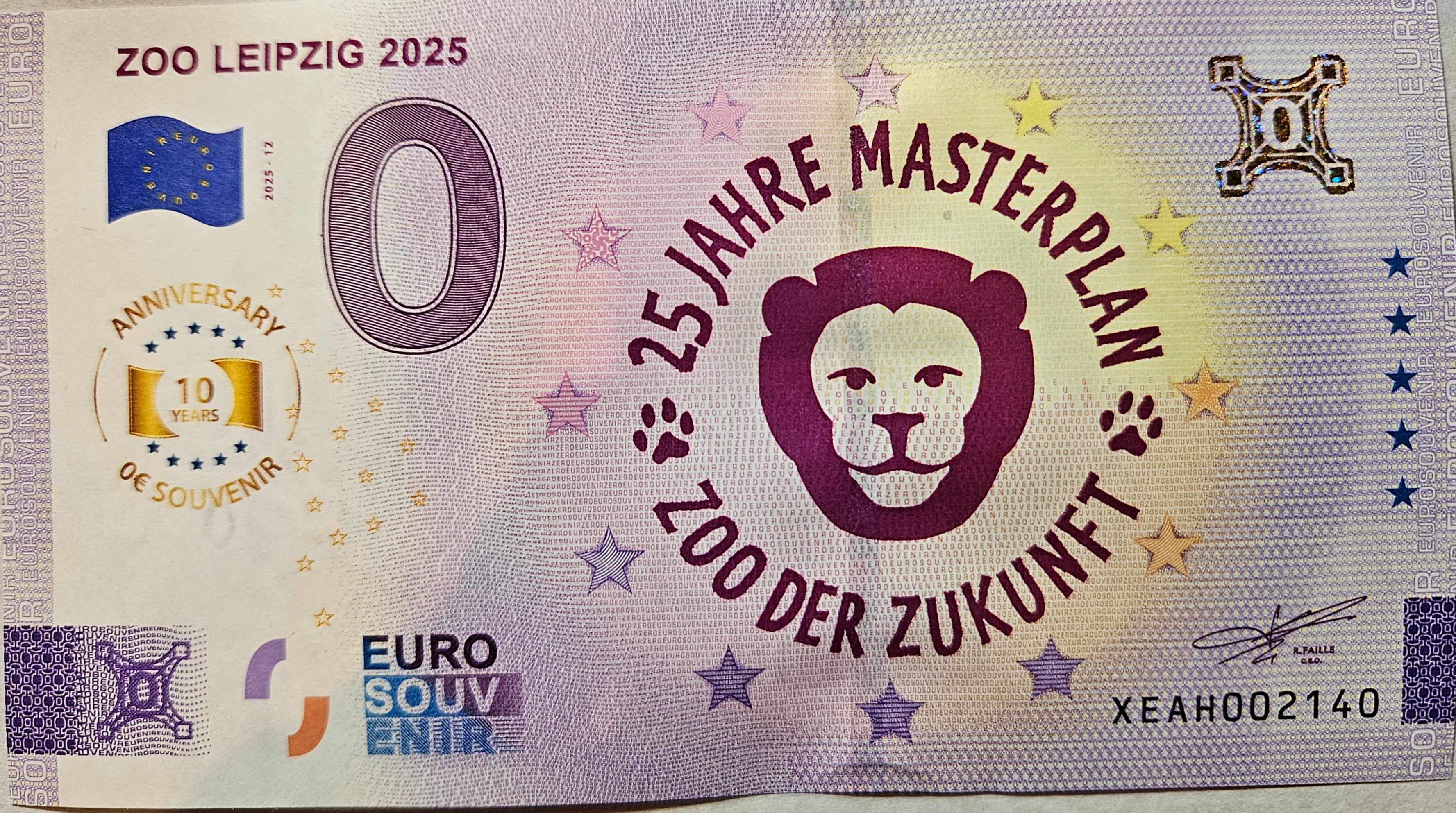 0 Euro Schein Zoo Leipzig 2025 XEAH 2025-12 Anniversary Masterplan
