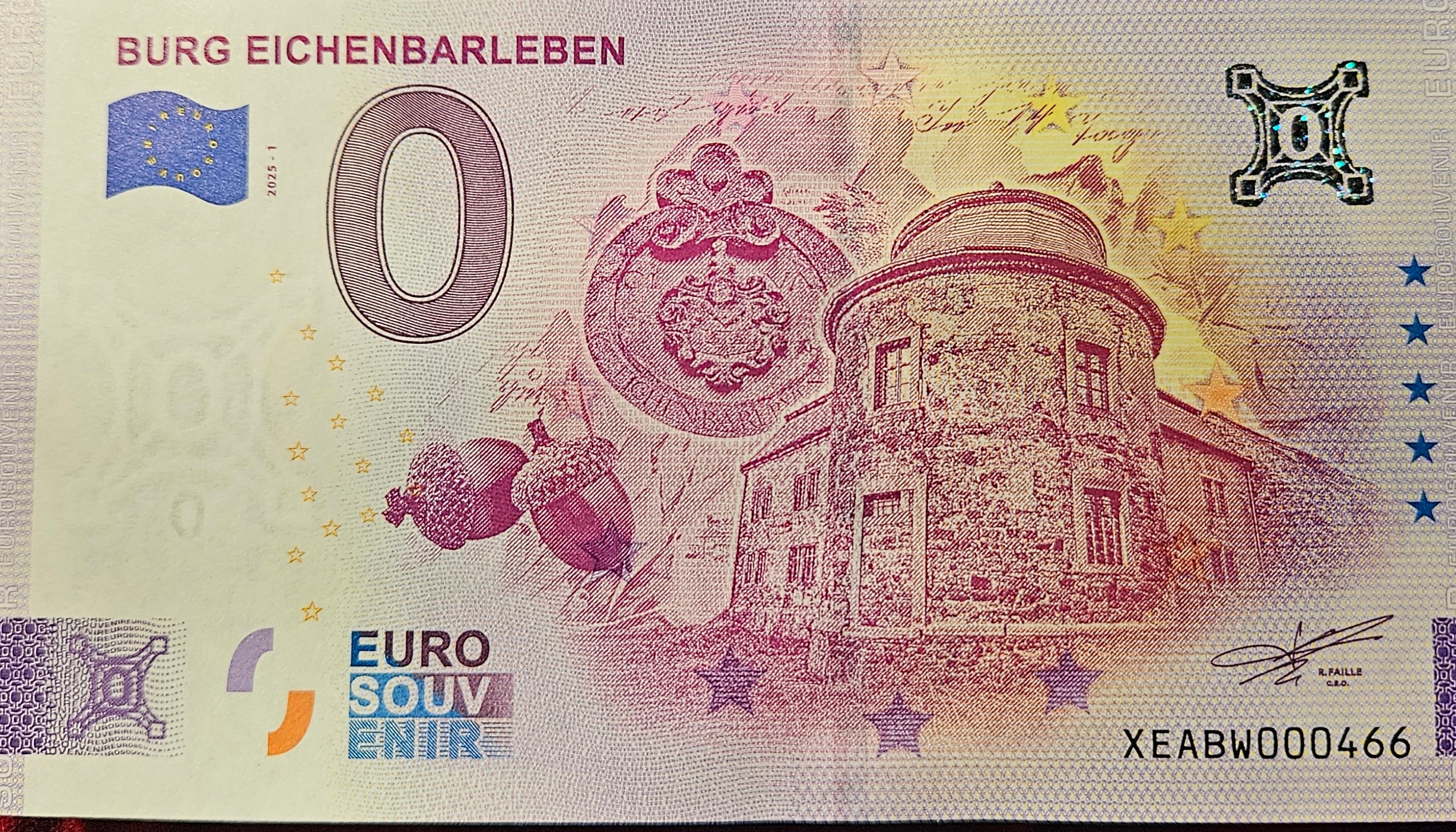 0 Euro Schein Burg Eichenbarleben XEABW 2025-1