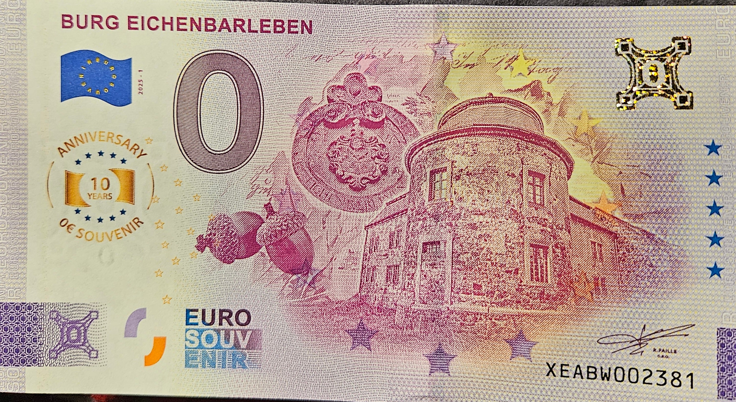 0 Euro Schein Burg Eichenbarleben XEABW 2025-1 Anniversary