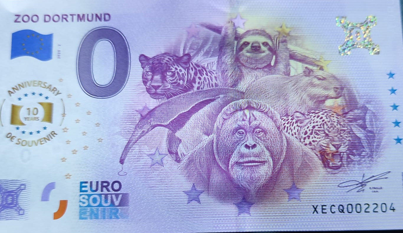 0 Euro Schein Zoo Dortmund XECQ 2025-2 Anniversary